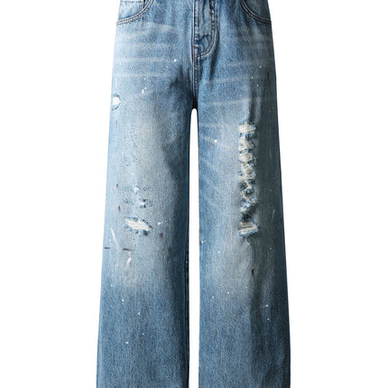 LIGHT WASH DISTRESSED BAGGY DENIM