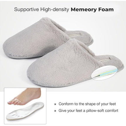 Snug Leaves Womens Size 9-10 Gray Slippers Slip On Fluffy Round Toe House shoes