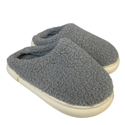 Womens Size 4 Gray Slippers Closed Round Toe Fuzzy Slip On House Shoes