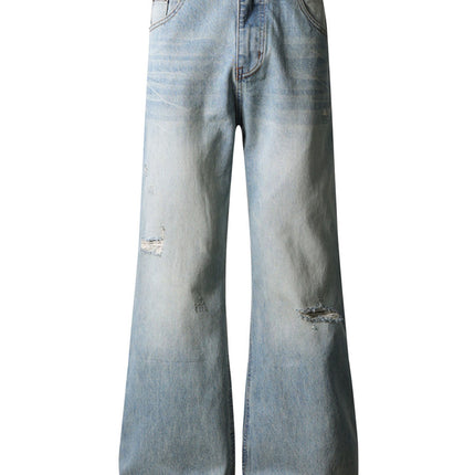 STONE WASH DISTRESSED BOOTCUT DENIM