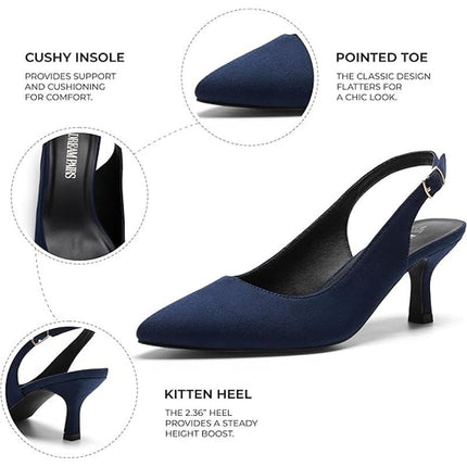 Dream Pairs Womens Size 8 Navy 2.5" Heels Closed Pointed Toe Buckle Strap Shoes
