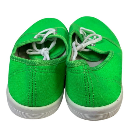 Womens Size 10 Neon Green Canvas Sneakers Lace Up Closed Round Toe Shoes