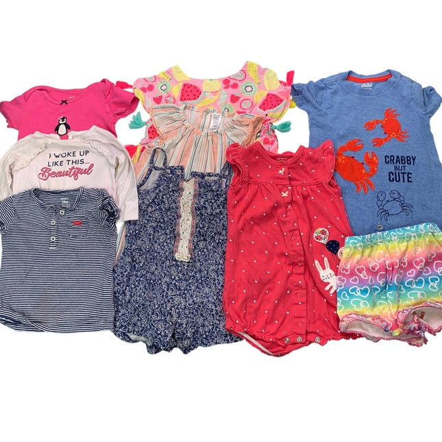 Lot of 9 Carters Garanimal Cat & Jack Baby Girls 18 Mos Shirts One Piece Outfits