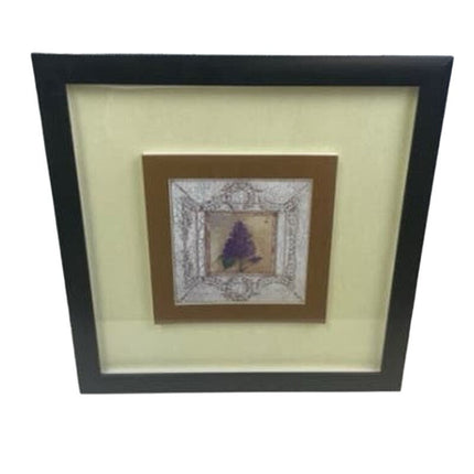Rustic Flower Pansy Hyacynth Violet Square Matted Framed Wall Art Artwork Pair
