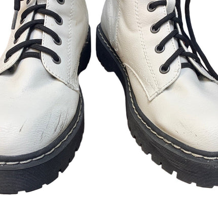 Sincerely Jules Womens Size 9.5 Harley White Leather Lace Up Boots