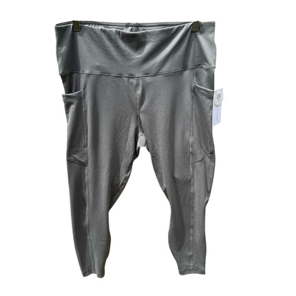 NWT New Yogalicious Womens Size 1X Serena Gray Ankle Stretch Leggings w Pockets