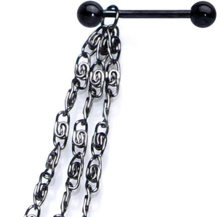 Handcrafted Black Anodized Titanium Swirly Link Dangle Nipple Chain