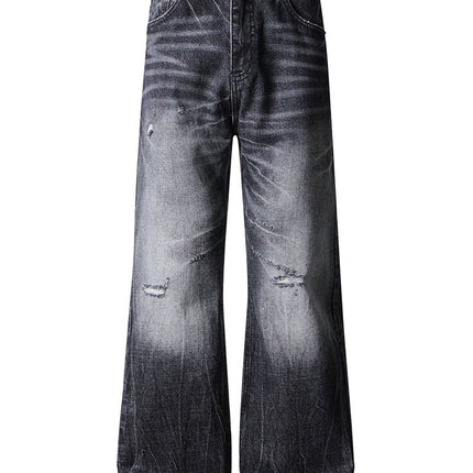BLACK DISTRESSED BOOTCUT DENIM