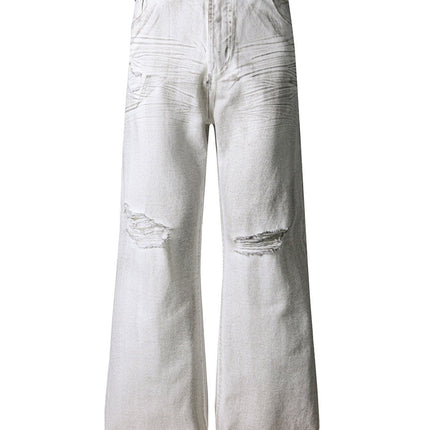 IVORY DISTRESSED BOOTCUT DENIM