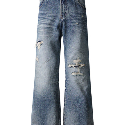 LIGHT WASH DISTRESSED BOOTCUT DENIM