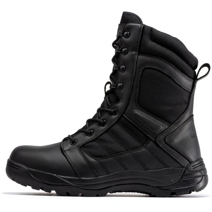 Botas Pro Black Men's 8 inch Side Zipper Rubber Sole Tactical Boots BMP110BK