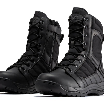 Botas Pro Black Men's 8 inch Side Zipper Rubber Sole Tactical Boots BMP110BK