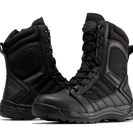 Botas Pro Black Men's 8 inch Side Zipper Rubber Sole Tactical Boots BMP110BK