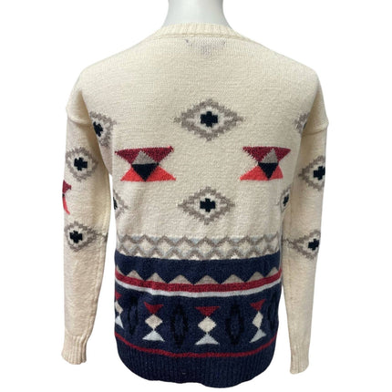 AEO Womens XS Aztec Wool Acrylic Blend Long Sleeve Crew Neck Pullover Sweater