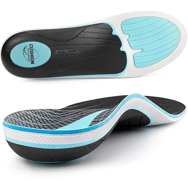 PCSsole Mens 6-6.5 220+lbs High Arch Orthotic Plantar Fasciitis Insoles