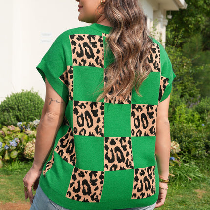 Cattleya Checkered Short Sleeve PLUS Sweater