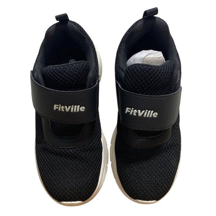 Fitville Womens Size 8 Black Sneakers Closed Round Toe Hook Loop Fastener Shoes