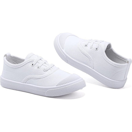 Toddler Kids Size 7 White Canvas Slip On Running Walking Sneaker Tennis Shoes