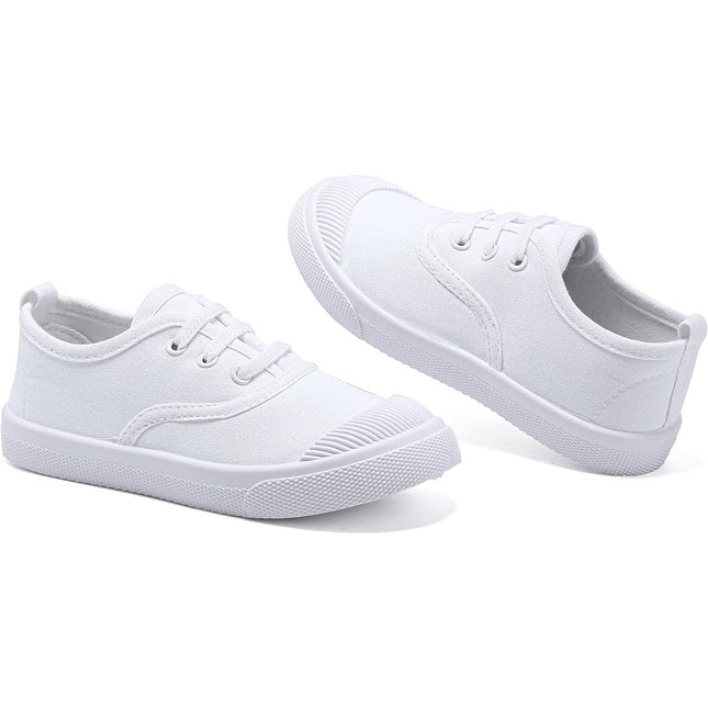 Toddler Kids Size 7 White Canvas Slip On Running Walking Sneaker Tennis Shoes