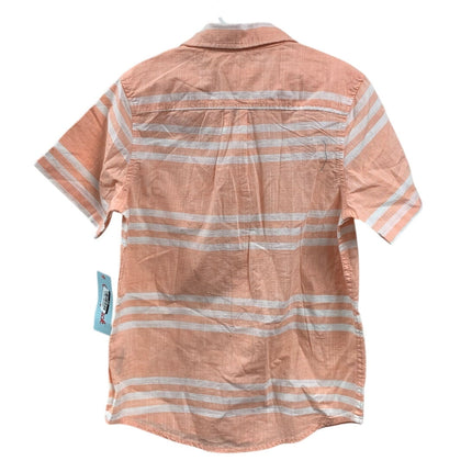 2 New Cat & Jack Boys Medium (8) Short Sleeve Striped Melon Button Up Shirts