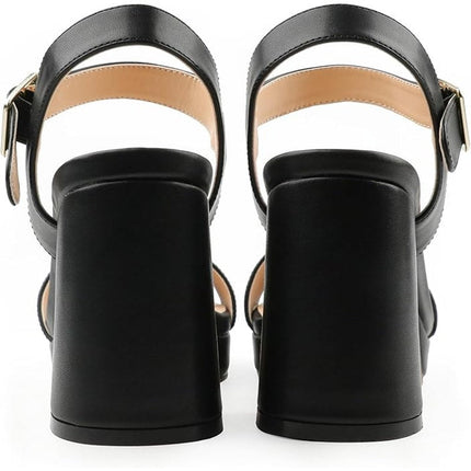 JOY IN LOVE Womens Size 9 Black 3.5" Heel Open Round Toe Ankle Strap Shoes