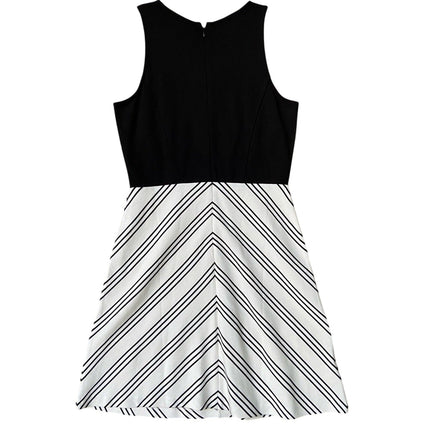 New Ann Taylor Womens Size 6 Sleeveless Back Zip Striped A Line Fit Flare Dress