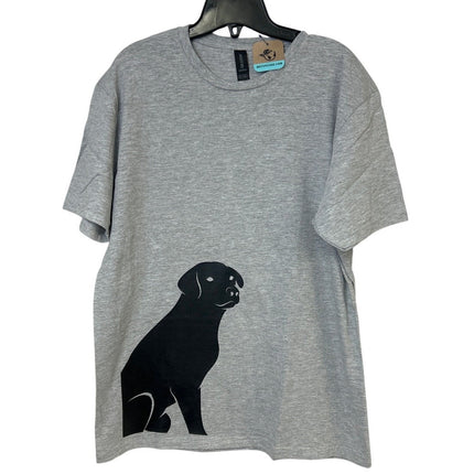 New Hand Printed Mens Large Gray Heathered Black Lab Dog Short Sleeve Tee Shirt