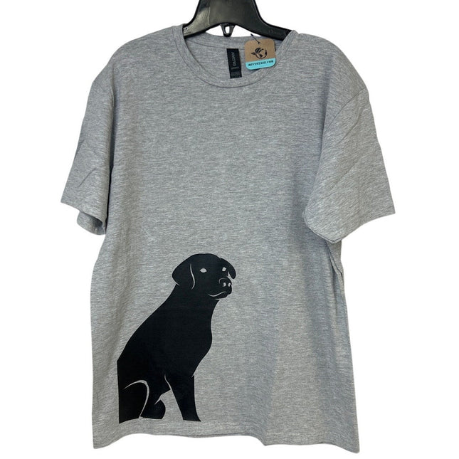 New Hand Printed Mens Large Gray Heathered Black Lab Dog Short Sleeve Tee Shirt