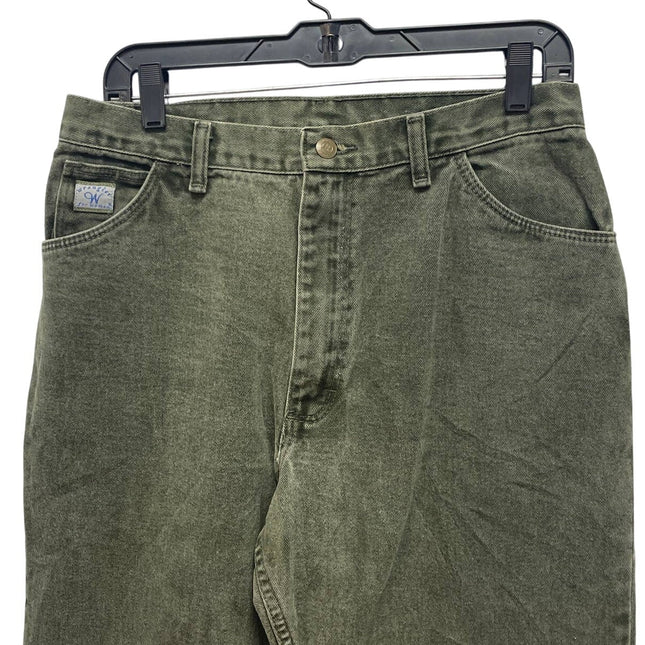 Vintage Wrangler for Women Size 14 X 34 High Rise 100% Cotton Green Denim Jeans