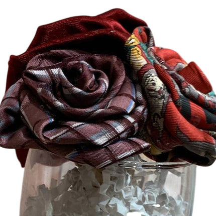 Handmade Upcycled Necktie Red Pink Valentines  Day Gift Bouquet Wine Glass Vase