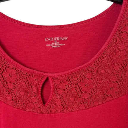 Lot of 2 Catherines Womens 3XL Short Sleeve V Crew Neck Keyhole Tee Shirts