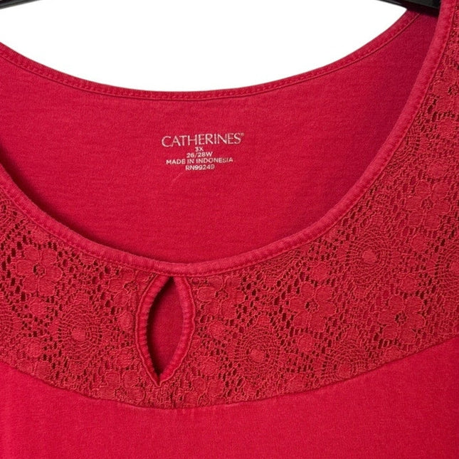 Lot of 2 Catherines Womens 3XL Short Sleeve V Crew Neck Keyhole Tee Shirts
