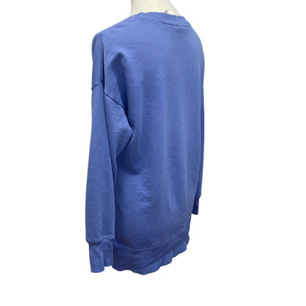 Hand Printed Upcycled Medium Rose Flower Long Sleeve Crew Neck Sweatshirt