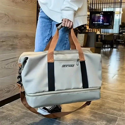 Nylon Duffel Bag for Travel – Large Capacity, Foldable, Shoe Compartment – Men & Women