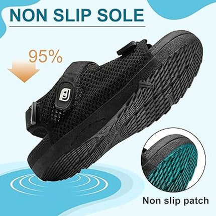 New Joinfree Women Size 9.5 Black Mesh Hook Loop Orthopedic Walking Sandal Shoes