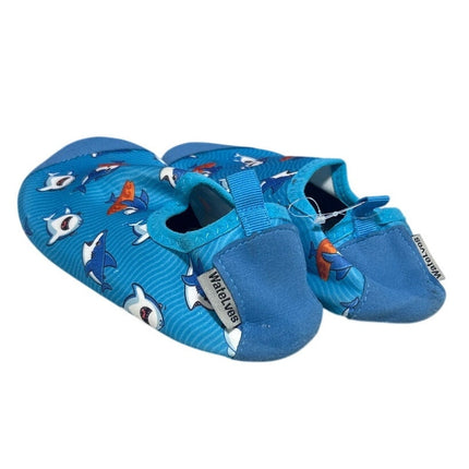 WateLves Kids Size 1 Blue Shark Slide On Barefoot Quick Dry Aqua Water Shoes