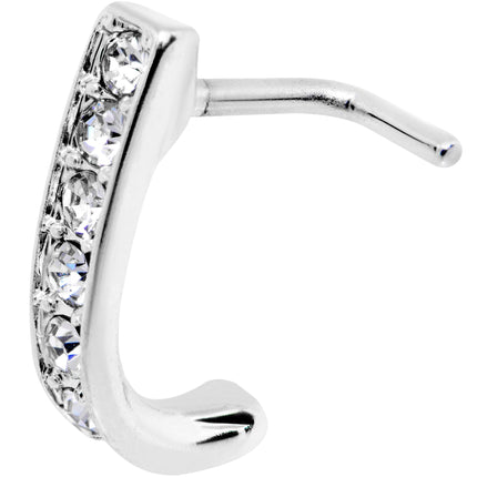 18G Clear CZ Sleek Faux Hoop L Shaped Nose Ring