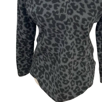 Old Navy Womens Medium Long Sleeve Leopard Spot 1/4 Zip Fleece Pullover Sweater