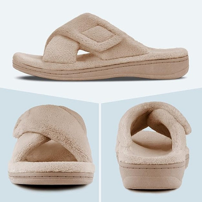 BCSTUDIO Womens Size 9 Tan Hook Loop Slide On Orthotic Arch Support Slippers