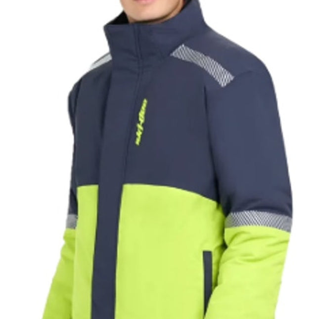 New Ski-Doo Mens Large Navy Neon Green Vasa Polar Fleece Warm Ski Jacket Coat