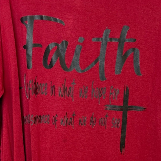 Upcycled Hand Printed Womens 3X Faith Jesus Cross Long Sleeve Tee Shirt