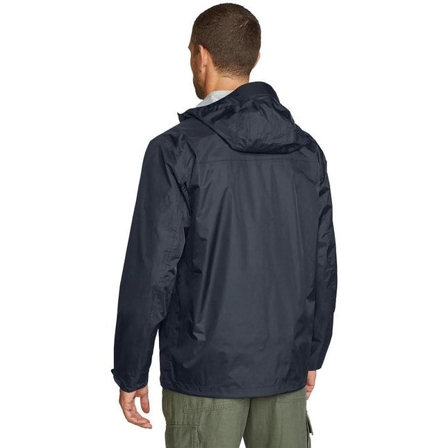 New Eddie Bauer Mens Medium Navy Blue Rippac Zip Up Weather Edge Pro Rain Jacket