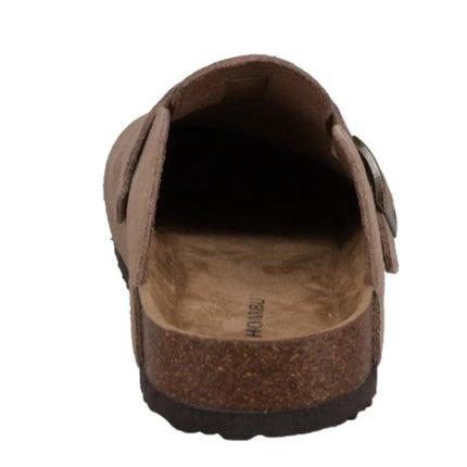 New In Box Khombu Mens Size 8 Taupe Faux Suede Damian Cork Slide On Mule Shoes