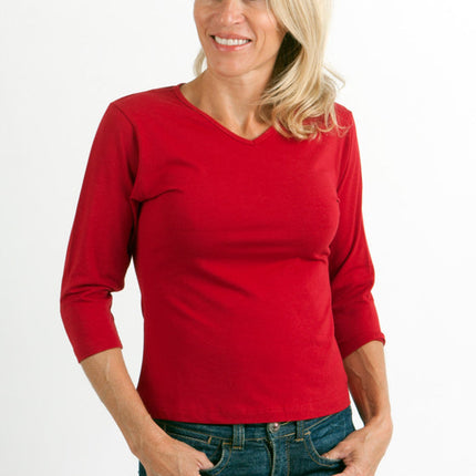 Clearance Women's Bamboo Viscose/Cotton V-Necks 3/4 Sleeve T-Shirt