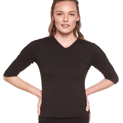Clearance Women's Bamboo Viscose/Cotton V-Necks 3/4 Sleeve T-Shirt
