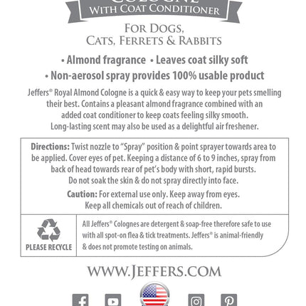 Jeffers Pet Colognes with Coat Conditioner, 16 oz Spray