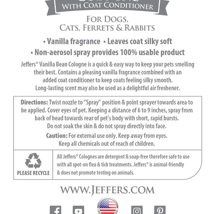 Jeffers Pet Colognes with Coat Conditioner, 16 oz Spray