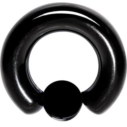 2G 9/16 White Faux Opal 8mm Disc Black IP BCR Captive Ring
