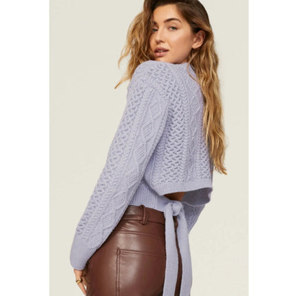 Rails Womes XL Amy Tie Back Long Sleeve Crew Neck Cropped Cable Knit Sweater