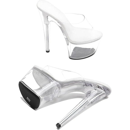 New Womens Size 9 Clear 7" Platform Heel Open Toe Slide On High Heels Shoes